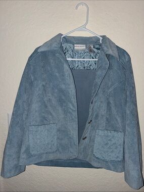 Alfred Dunner Light Blue Suede-Effect Jacket